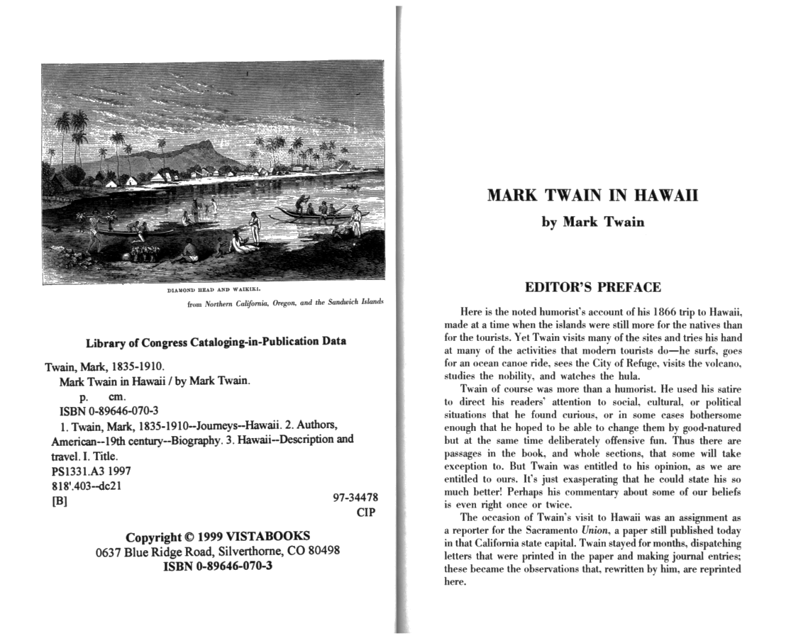 Mark Twain in Hawaii--the noted humorist's 1866 visit. vist0070l